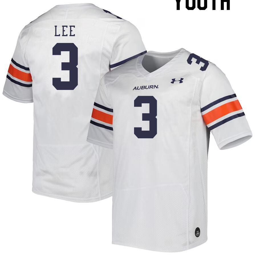 Youth #3 Kayin Lee Auburn Tigers College Football Jerseys Stitched-White